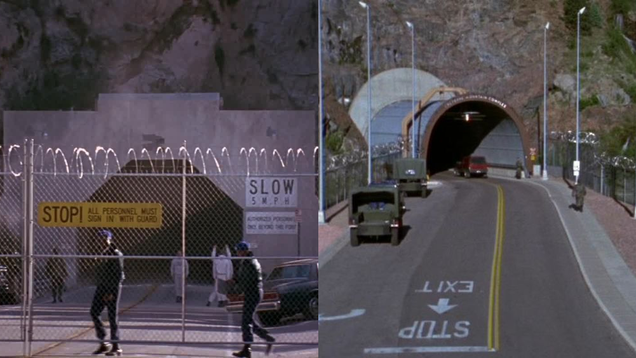 Left: Creek Mountain from the filmRight: Cheyenne Mountain Complex from the TV series